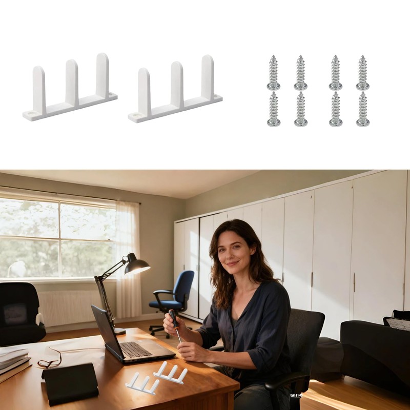 Sliding Door Floor Mount Guide 4-Piece Set - White ABS