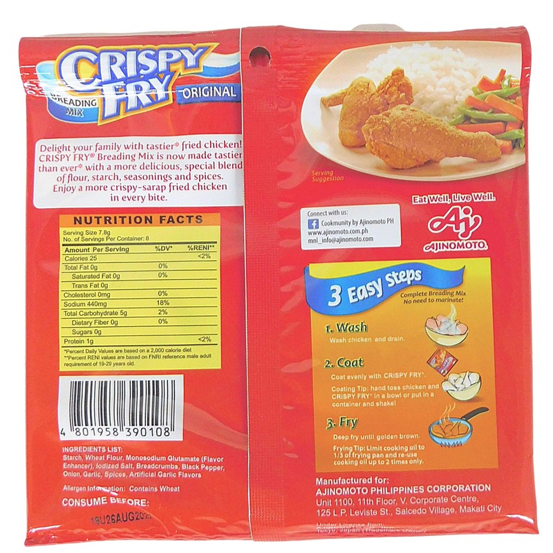 Ajinomoto Crispy Fry Breading Mix Original Flavor, 62 grams (Pack