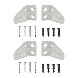 Amazing Drapery Hardware Plastic Hold Down Brackets with Integrated Pin for 1" Mini Blinds - Clear Bottom Rail Hold Clips - 2-Pairs (4 Pieces) with Installation Screws