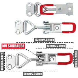 2 Pack Metal Toggle Latch,Box Closure Tension Lock Toggle Clamp Latch Adjustable Toggle Latch Quick Release Toggle Catch Latch for Tool Boxes Trunk Cases (Silver 2pcs)