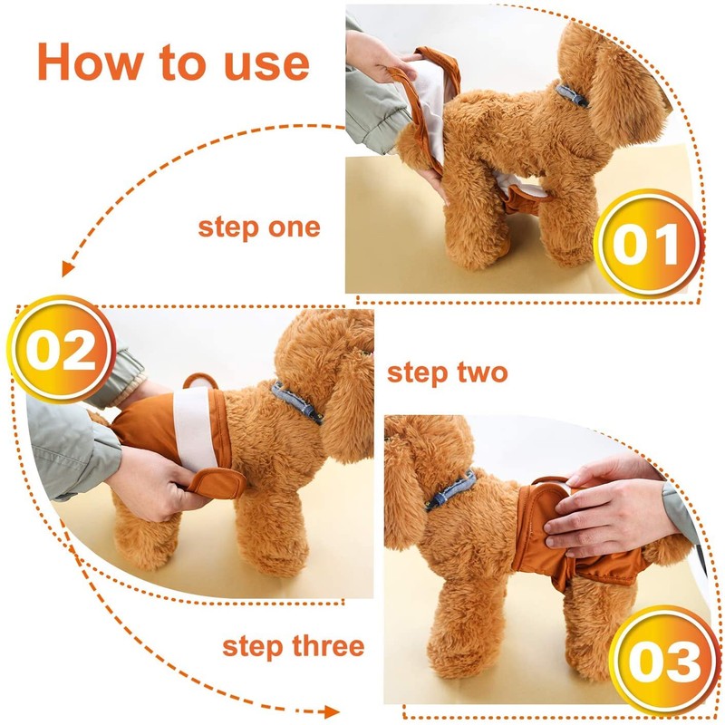 Jasinber Set de 4 Pañales de Perro Femenina Lavables, Envoltura