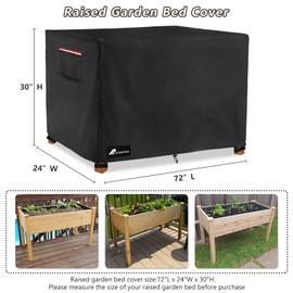Alickwang Raised Garden Bed Cover,Heavy Duty 600D Waterproof Elevated Wood Planter Box Stand Cover for Winter,Planter Raised Beds Cover 72 x 24 x 30 Inch(Black,Cover Only)