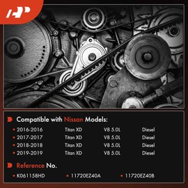 A-Premium Heavy-Duty Serpentine Drive Belt Compatible with Nissan Titan XD 2016 2017 2018 2019, V8 5.0L, Diesel