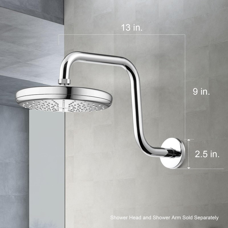 OFFO Shower Head Extension Arm 13 Inch, S Shaped High