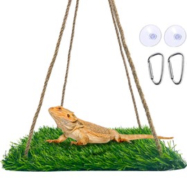 FlidRunest Large Green Bearded Dragon Hammock, Soft Bearded Dragon Hammock Swing Bed, Reptile Lounger Terrarium Hanging Hammock for Hermit Crab, Bearded Dragon, Lizard