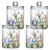 xigua 2 Pack Flowers Pattern Apothecary Jars with Lid, Qtip