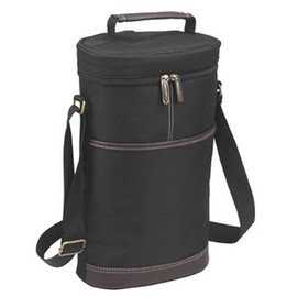 Picnic at Ascot - Insulated 2 Bottle Travel Wine Tote with Corkscrew & Shoulder Strap -Black