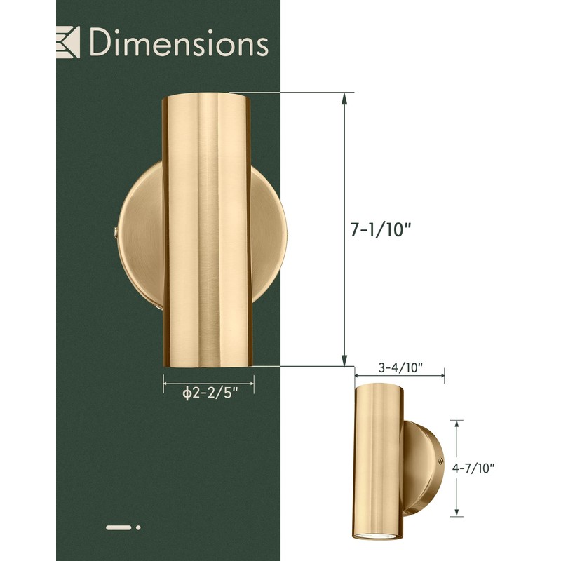 Cargifak 2-Light Wall Light, Brass Gold Wall Sconce, Indoor Up