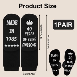 ORUZA 40th Birthday Socks for Men, 40 years of being awesome Socks Gift Mens Black Calf-length Socks Non-slip Cotton Sock, Birthday Funny Gifts for Father Grandpa Boyfriend