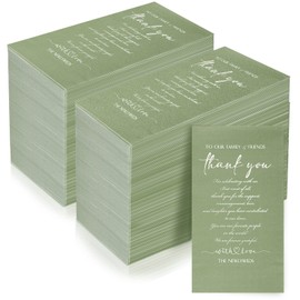 100 Plain Thank You Wedding Napkins - 3 Ply Facial Tissues Napkins Pack for Newlyweds to Family & Friends - Sage Green