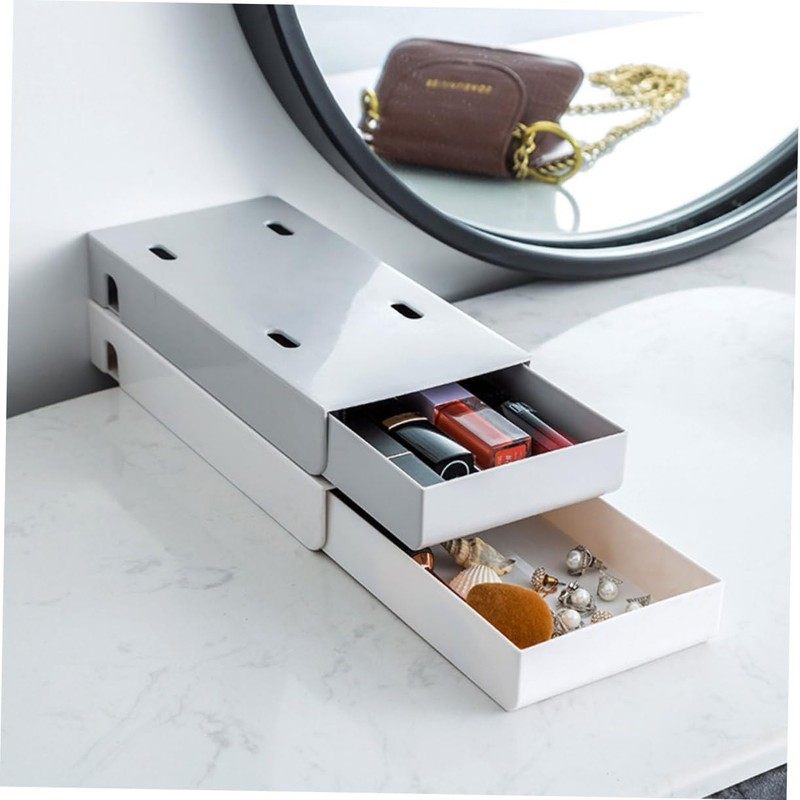 CAXUSD 2pcs Multi-purpose Desktop Storage Box Stackable Storage Drawer for
