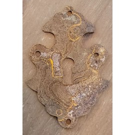 Van Dykes Restorers NOS VanDykes Restorers 2 7/8" x 2" Rusty Iron Skeleton Keyhole Escutcheon Cover