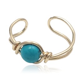 14k Gold Filled Turquoise Gemstone Huggie Clip On Ear Cuff - No Piercing Needed - December Birthstone