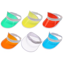 6 pcs Plastic Sun Visors Hat in 6 Colors, Clear UV Protection Cap Beach Sunhat Beach Golf Hat for Women and Men