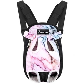 Pawaboo Pet Carrier Backpack, Adjustable Pet Front Cat Dog Carrier Backpack Travel Bag, Legs Out, Easy-Fit for Traveling Hiking Camping for Small Medium Dogs Cats Puppies, Large, Purple Marble
