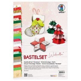 Ursus 7940099 Christmas Craft Set, 26 Sheets in Various Materials, Colours and Patterns, Approx. 23 x 33 cm, for Crafting Christmas Decorations, for Countless Crafts, Colourful