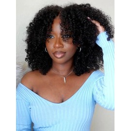 UNICE Blend Secure Half Wig Human Hair Kinky Curly with Drawstring Wear and Go Glueless Half Wigs Human Hair 4c Edge Hairline for Women Beginner Friendly 150% Density 20 inch