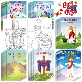 Yexiya Easter Bible Coloring Books Christian Coloring Book Bulk Bible Stories to Color Religious Coloring Books for Easter Party Favors Basket Stuffers Class Activity Supplies(40 Pcs)