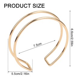 Pack of 2 Minimalist Bangle Open Bracelet Minimalist Arm Cuff Layer Bracelet Upper Bangle Elegant Cuff Bangle Round Bangle Stackable Jewellery for Women and Men