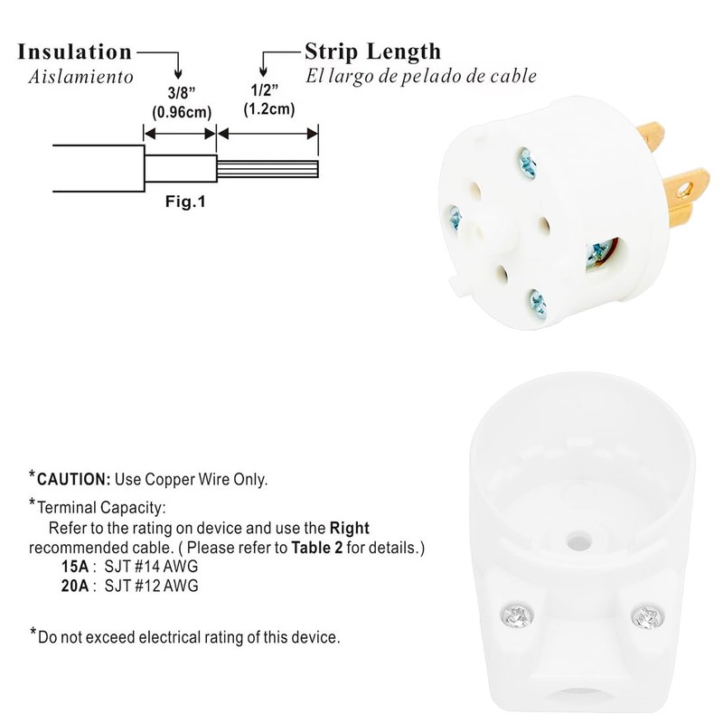 (3PACK) ETL Listed 90 Degree USA Canada Male Plug Nema