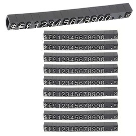 Boxonly 10PCS Adjustable Removable Cube Price Tag Display Kits, 4x6mm £ € $ Digital Price Tag, Metal Price Label Tag, Pricemarker Labels, Arabic Number Price Display Board, Black Base and Sliver Words
