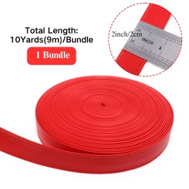 Correa de piel sintética con ribete de encaje, correa de piel plana, 10 yardas, ribete de vinilo para sofá, caja, decoración de caja de equipaje, barco automático, costura, manualidades (rojo)