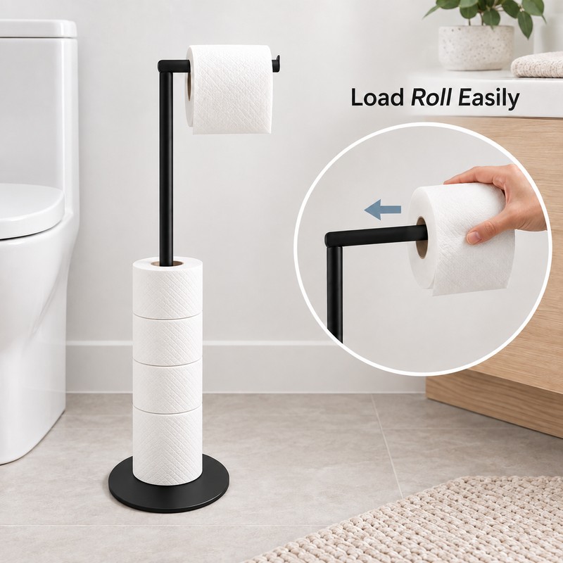Free Standing Toilet Paper Holder, Stainless Steel Rustproof Tissue Roll