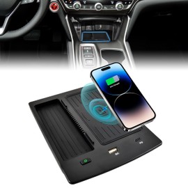 LDETXY Fast Wireless Charger for Honda Accord 2018-2022, Car Wireless Charging Panel with USB-A USB-C Center Console Organizer for 2018 2019 2020 2021 2022 Honda Accord Accessories