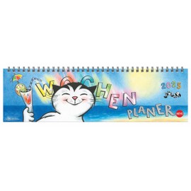 Jacob Wochenquerplaner 2025: Praktischer Tischquerkalender mit Spiralbindung und Katzen-Cartoons. Liebevoll illustrierter Tisch-Kalender für Katzenliebhaber. (Tisch-Querplaner Heye)