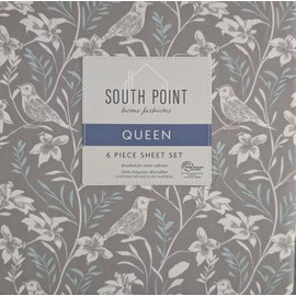 South Point Home Fashions 6-Piece Printed Sheet Set - Queen/King | 17" Extra Deep | Cool, Crisp, Breathable Bed Sheets - Brushed for Softness (Floral Fauna, Queen (U.S. Standard))