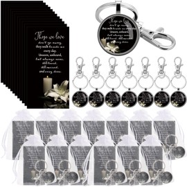 Junkin Funeral Favors for Guest Including Remember Keychain Prayer Cards Organza Bags for Memorial Celebration of Life(Black,12 Sets)