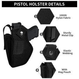 SMONT Tacticon Premium Concealed Carry Gun Holster for 9mm 40S W Pistols Adjustable Belt Clip Comfortable IWB OWB Hybrid Design Nylon Material Universal Fit for Men Women