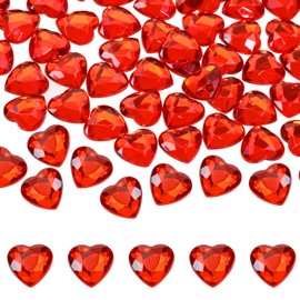 Shapenty 12mm Flat Back Acrylic Heart Rhinestones Crystal Gems for Valentine’s Day Wedding Decoration Table Scatter DIY Craft Card Jewelry Making, 200PCS (Red)