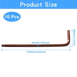 Auvotuis 4mm Hex Key Wrench, 10pc Allen Key Set, L Shaped, Hexagon Head, Small, Bike & Furniture Repair