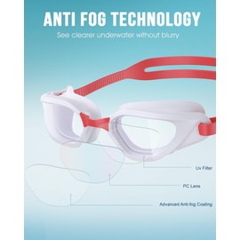 Zeligerstar Swimming Goggles, Goggles Swimming Adult with 3 Sizes Nose Bridges, Anti-Fog UV Protection No Leaking Adjustable Swim Goggles for Men Women Junior