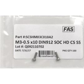 FAS (100) M3-0.5 x 10 Stainless Steel Socket Head Socket Cap Screws DIN912 M3x0.5x10
