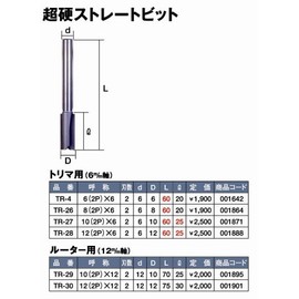 Super TR-27 Carbide Straight Bit 10 (2P) x 6