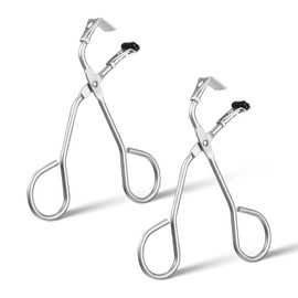 Andibro 2 Pack Mini Eyelash Curler, Silver Eyelashes Curler Professional Silicone Lash Curler No Pinching Fits All Eyelash Shapes Makeup Tool for Eyelashes for Dramatic Lash Look