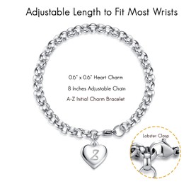TONY & SANDY Charm Bracelets for Girls Jewelry Teen Girls Gift Ideas Christmas Stocking Stuffers 2023 Birthday Stainless Steel Letter Heart Bracelet Trendy Stuffs 10 12 14 16 18 20 Year Old