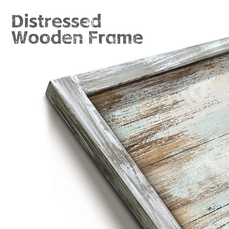 Farmhouse Wall Art Framed Picture: Living Room Rustic Country Scene