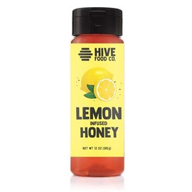 HIVE Food Co. Infused Honey – 100% Pure American Raw & Unfiltered with Gourmet Natural Flavors – Small Batch Artisan Honey in 12oz Squeeze Bottle (12 oz, Lemon)