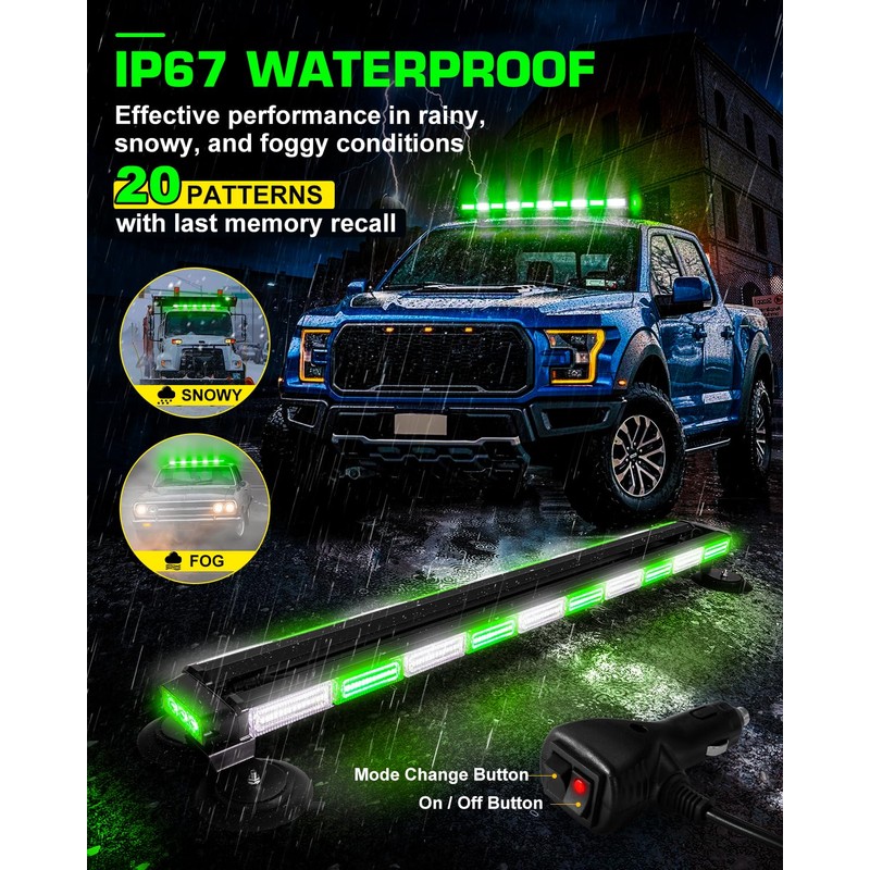 LRTER 42" Traffic Advisor Light Bar Rooftop Emergency Warning Security