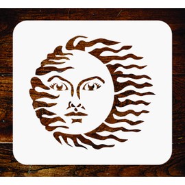 Vintage Sun Stencil - 25.5 x 21.5 cm - Reusable Sky Style Nouveau Deco Wall Stencils Stencil