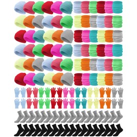 Liitrsh 148 Pcs Bulk Winter Beanies Hat Gloves Scarf Sock for Men Women for Homeless Care Gift Charity Donation(Rainbow Color)