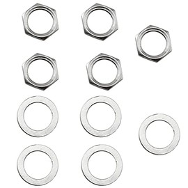 LQ Industrial Jack Socket Nut with Washer 5Sets Silver Electric Guitar Hex Nuts and Washers Guitar Bass Jack Replacement Parts