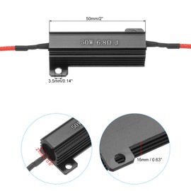 PATIKIL 50W 6.8 Ohm Aluminum Shell Resistor, 4Pcs Aluminum Housing Resistor with Clips Housed Case Wirewound Resistors Screw Tap Power Resistor, Black