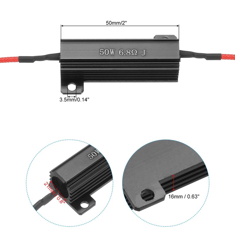 PATIKIL 50W 6.8 Ohm Aluminum Shell Resistor, 4Pcs Aluminum Housing