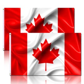 Canada Flag 2Pack 3x5 ft, Canadian Flag 100% Polyester Lightweight, Silk Printed, Bright and Vivid Colors, UV Fade Resistant Flying Banner
