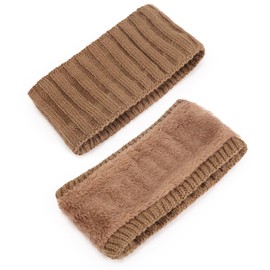 DRESHOW Winter Headbands for Women Fuzzy Fleece Lined Ear Warmer Headband Knit Thick Warm Crochet Headband Cold Weather Accessories