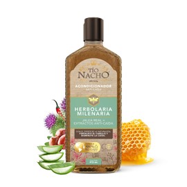 TIO NACHO - Acondicionador Herbolaria Milenaria. Fortalece el cabello y disminuye la caída, con jalea real y extractos anticaída. Empaque 100% reciclado, botella con 415ml.
